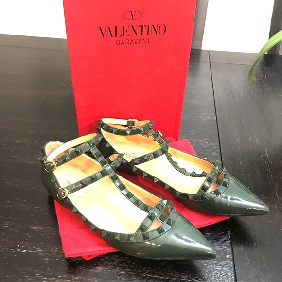 Valentino Shoes - {Valentino} Dark Green Caged Flats Size 40EUR